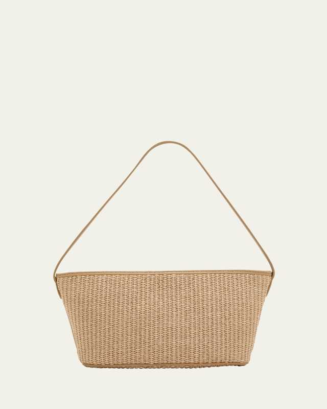 Zip Raffia Shoulder Bag